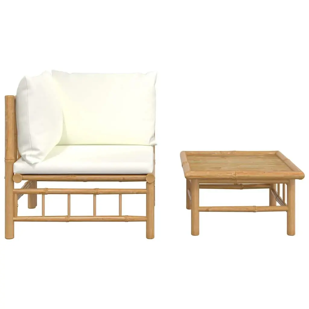Bamboo Outdoor Sectional Sofa Set 2 Piece Lounge with Cushions