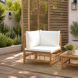Friendly Bamboo Garden Corner Sofa with Cushions
