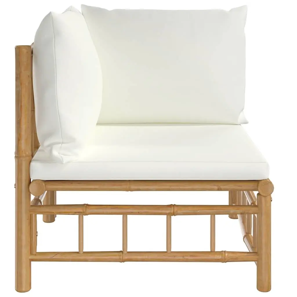 Outdoor Corner Sofa Sectional Bamboo Furniture Set with Cushions and Backrest