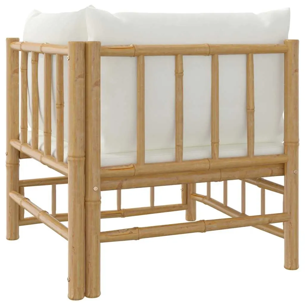Outdoor Corner Sofa Sectional Bamboo Furniture Set with Cushions and Backrest