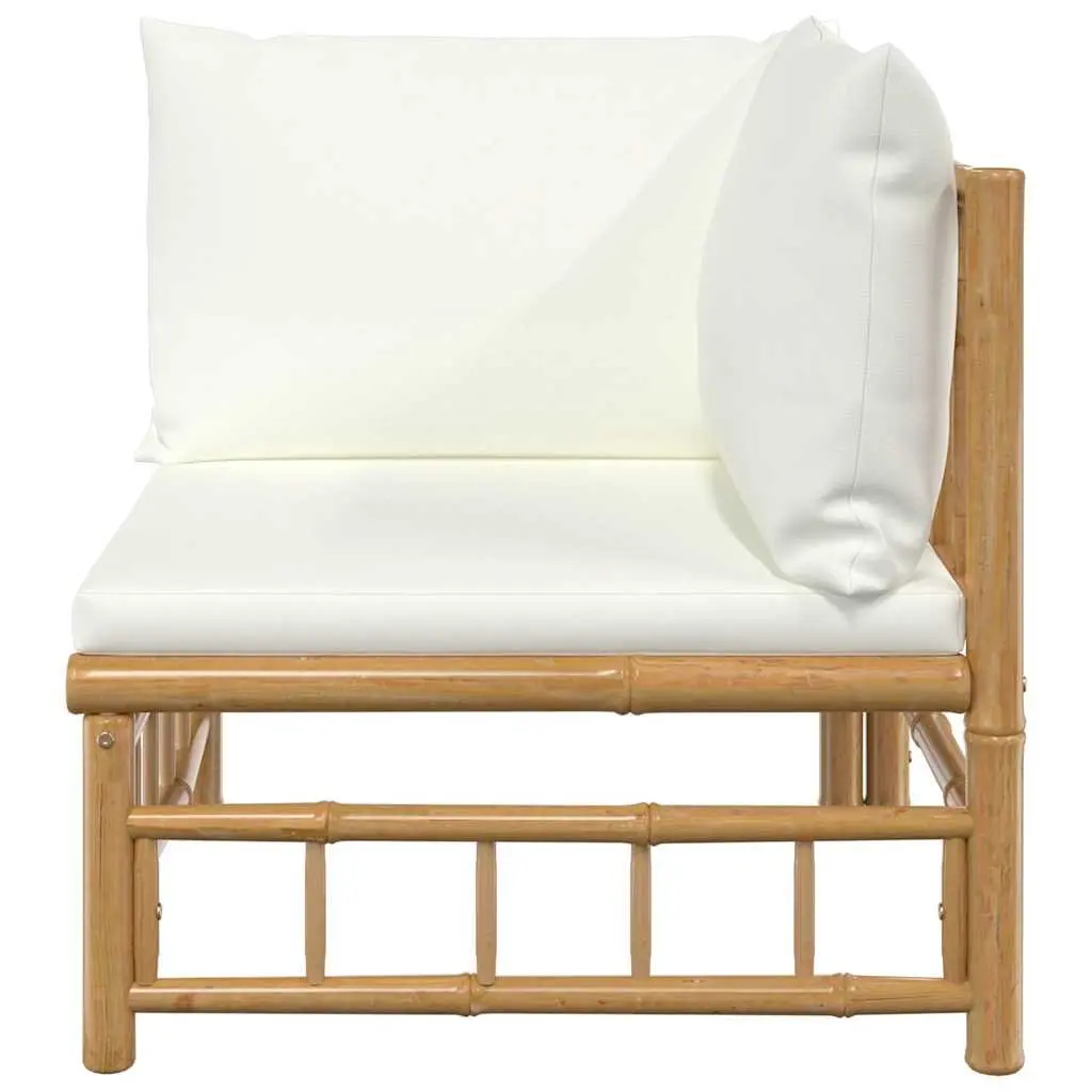 Outdoor Corner Sofa Sectional Bamboo Furniture Set with Cushions and Backrest