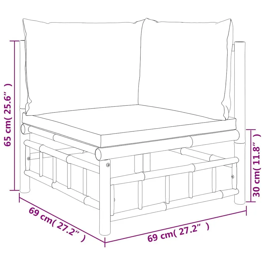 Outdoor Sectional Sofa Lounge Set 2 Piece Garden Furniture with Grey Cushions