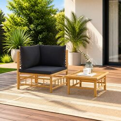Your New Bamboo Lounge Set with Grey Cushions