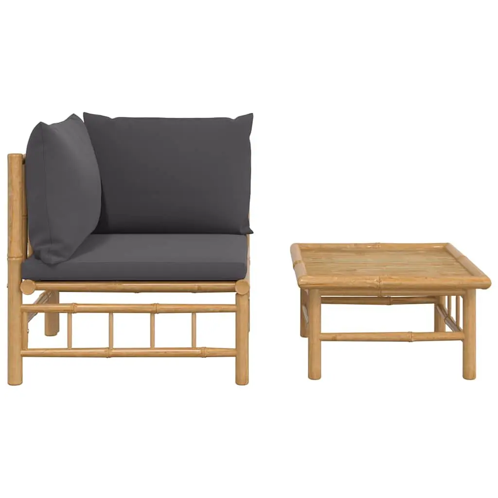 Bamboo Lounge Set with Grey Cushions