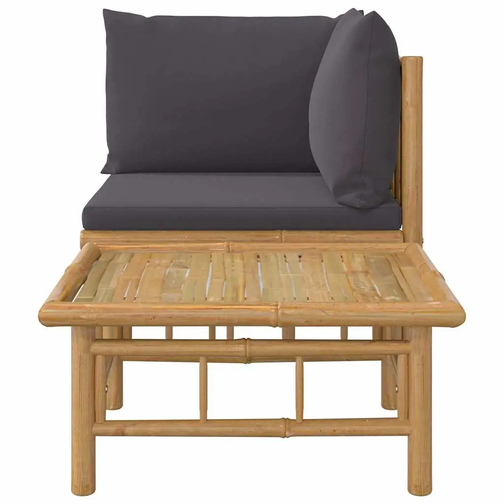 Bamboo Lounge Set with Grey Cushions