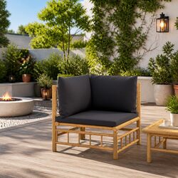 Outdoor Corner Sofa Garden Sectional Seating with Grey Cushions Modular