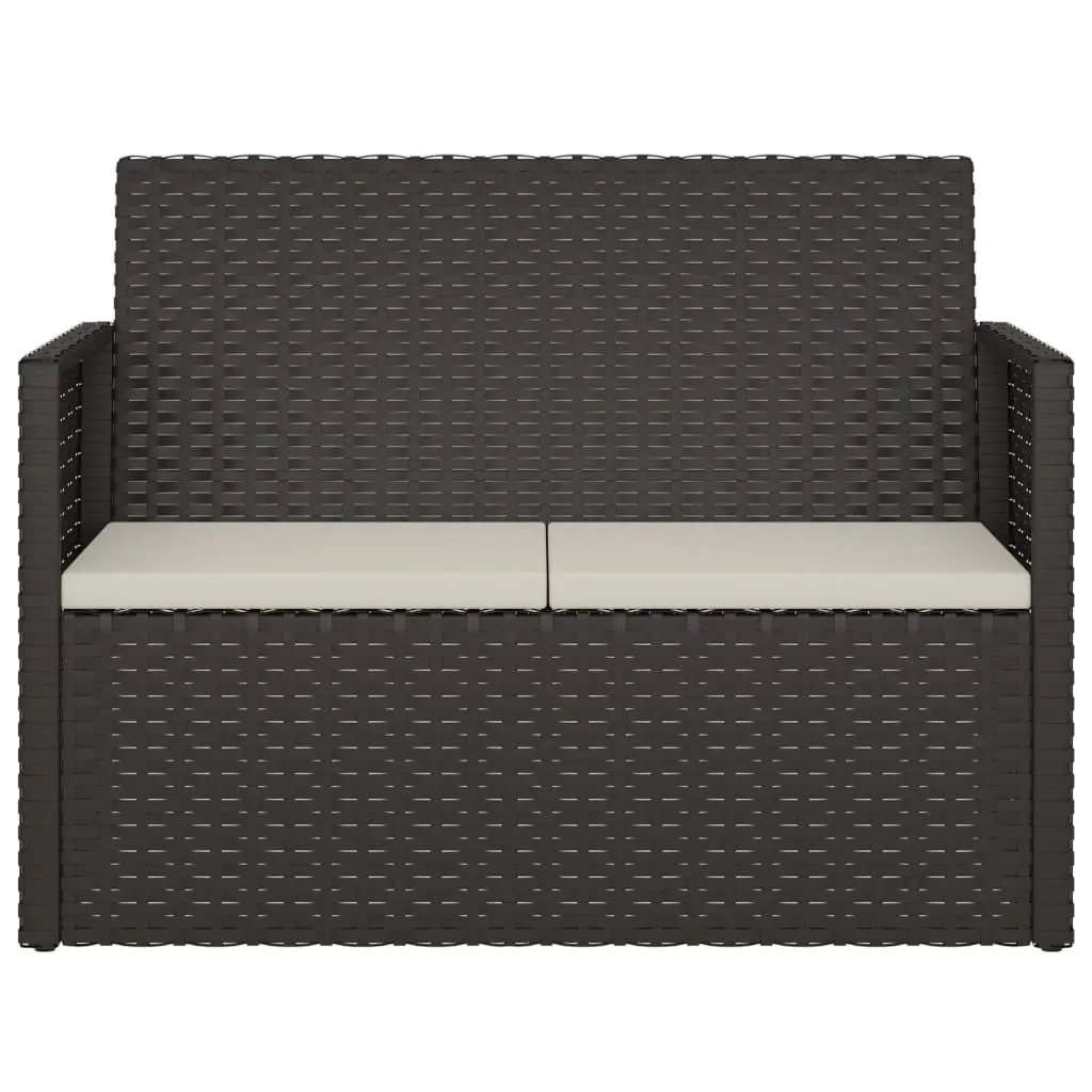 Garden Bench Outdoor Seating with Cushions Black 105cm Poly Rattan Patio