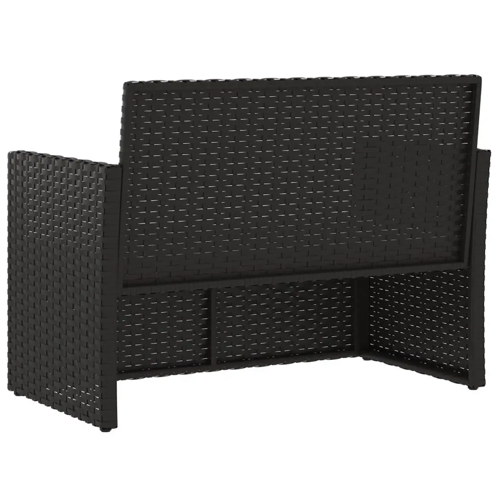 Garden Bench Outdoor Seating with Cushions Black 105cm Poly Rattan Patio