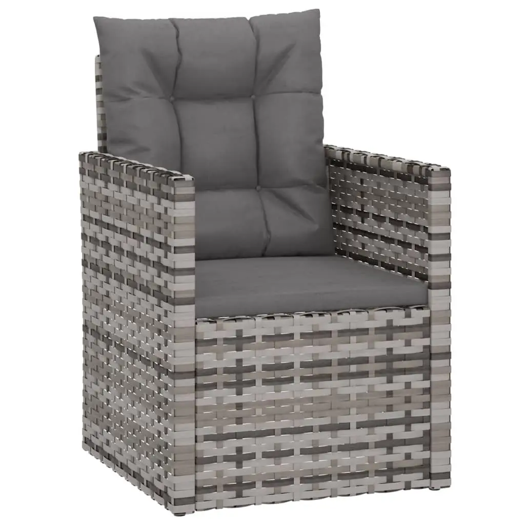 Garden Armchair Outdoor Seating Grey Poly Rattan Cushions Steel Frame
