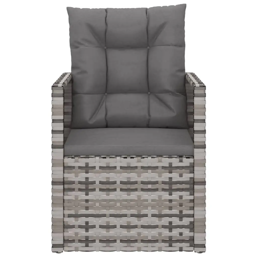Garden Armchair Outdoor Seating Grey Poly Rattan Cushions Steel Frame