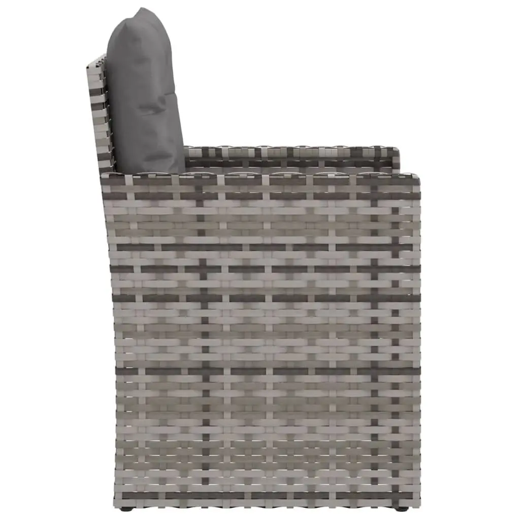 Garden Armchair Outdoor Seating Grey Poly Rattan Cushions Steel Frame