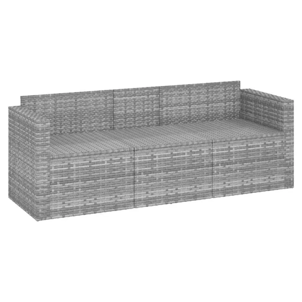 3-Seater Garden Sofa Grey Poly Rattan with Removable Cushions