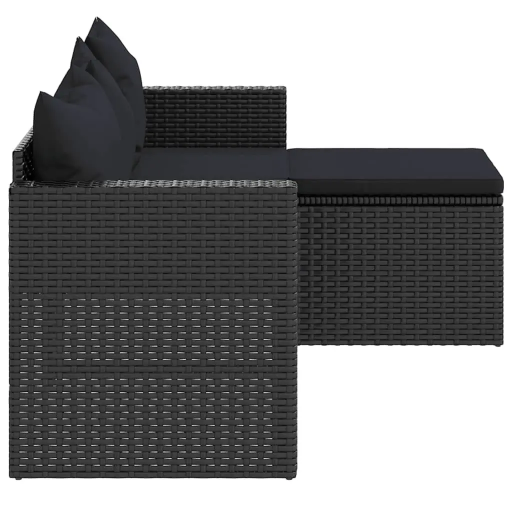 Outdoor Garden Lounge Set Black Poly Rattan Furniture Modular Seating with