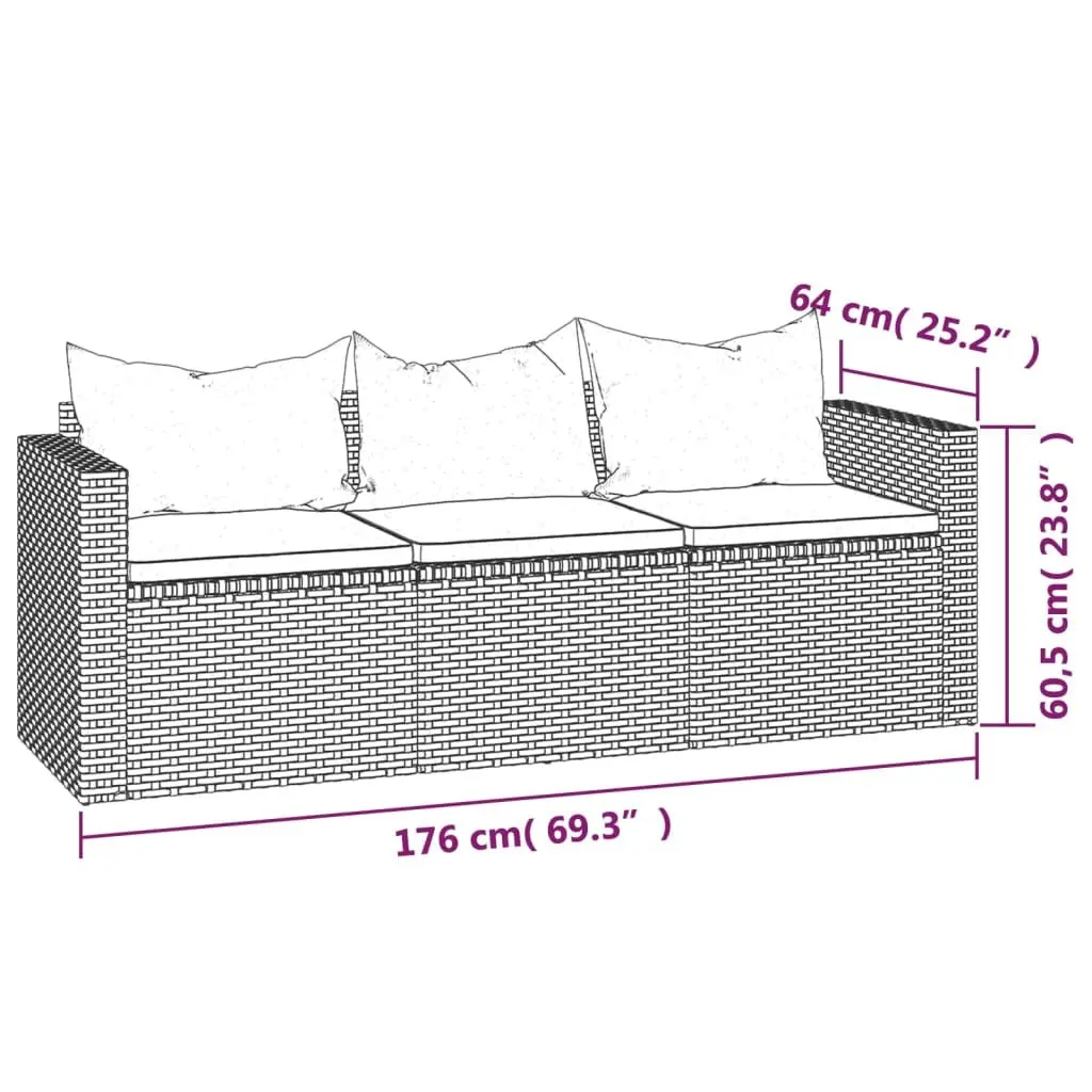 Outdoor Garden Lounge Set Black Poly Rattan Furniture Modular Seating with
