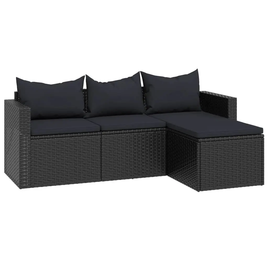 Outdoor Garden Lounge Set Black Poly Rattan Furniture Modular Seating with