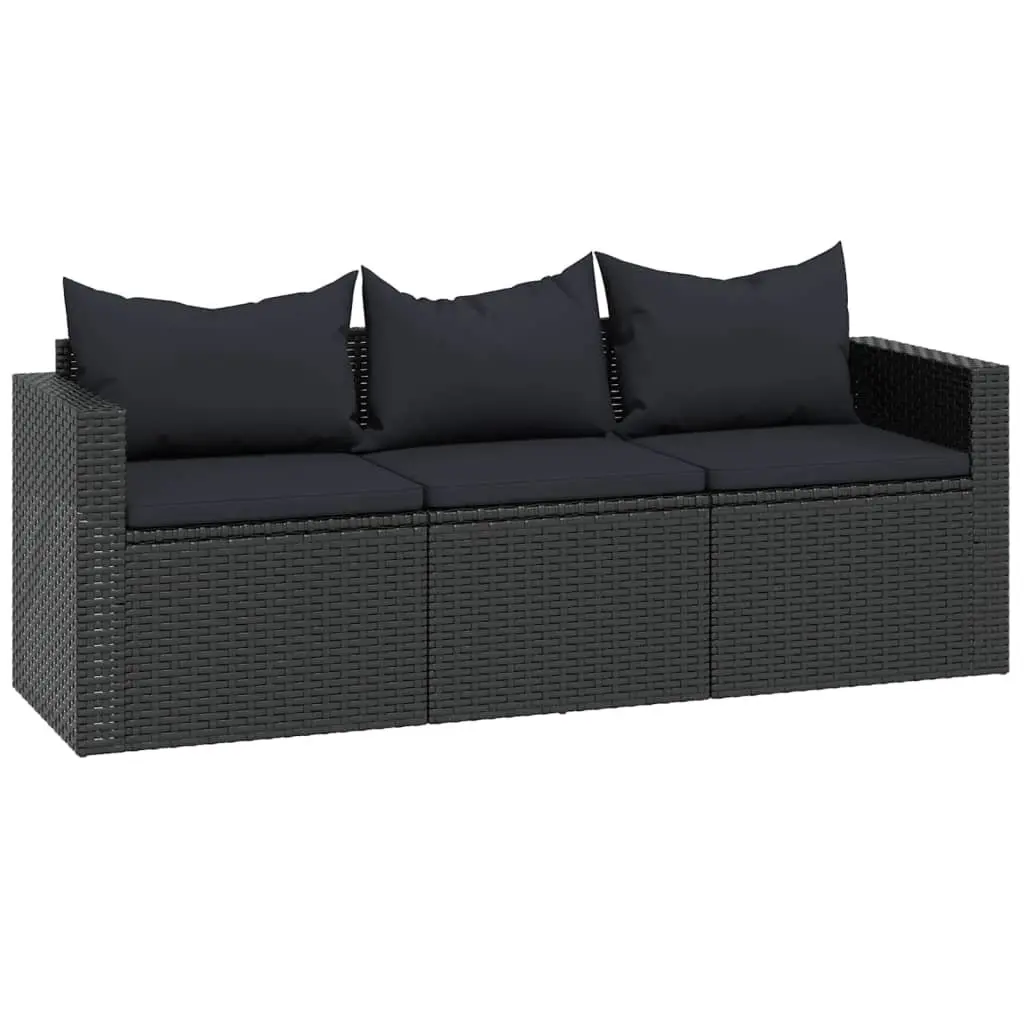 Outdoor Garden Lounge Set Black Poly Rattan Furniture Modular Seating with
