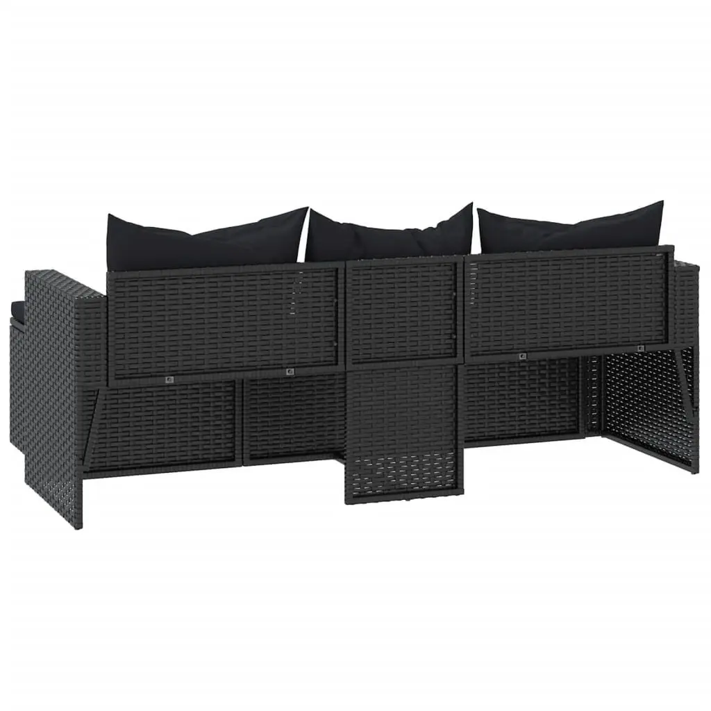 Outdoor Garden Lounge Set Black Poly Rattan Furniture Modular Seating with