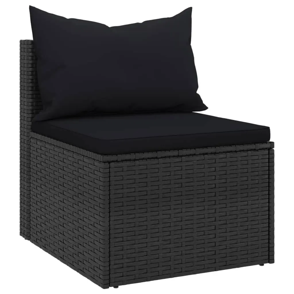 Outdoor Middle Sofas Weather-Resistant Black 2 Piece Garden Seating Set with Cushions