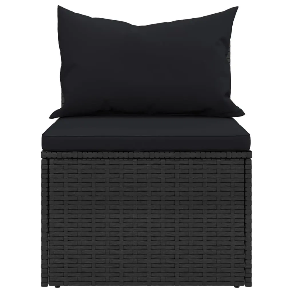 Outdoor Middle Sofas Weather-Resistant Black 2 Piece Garden Seating Set with Cushions
