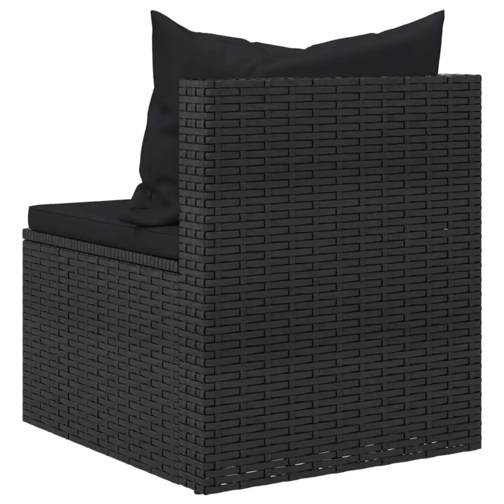Outdoor Middle Sofas Weather-Resistant Black 2 Piece Garden Seating Set with Cushions