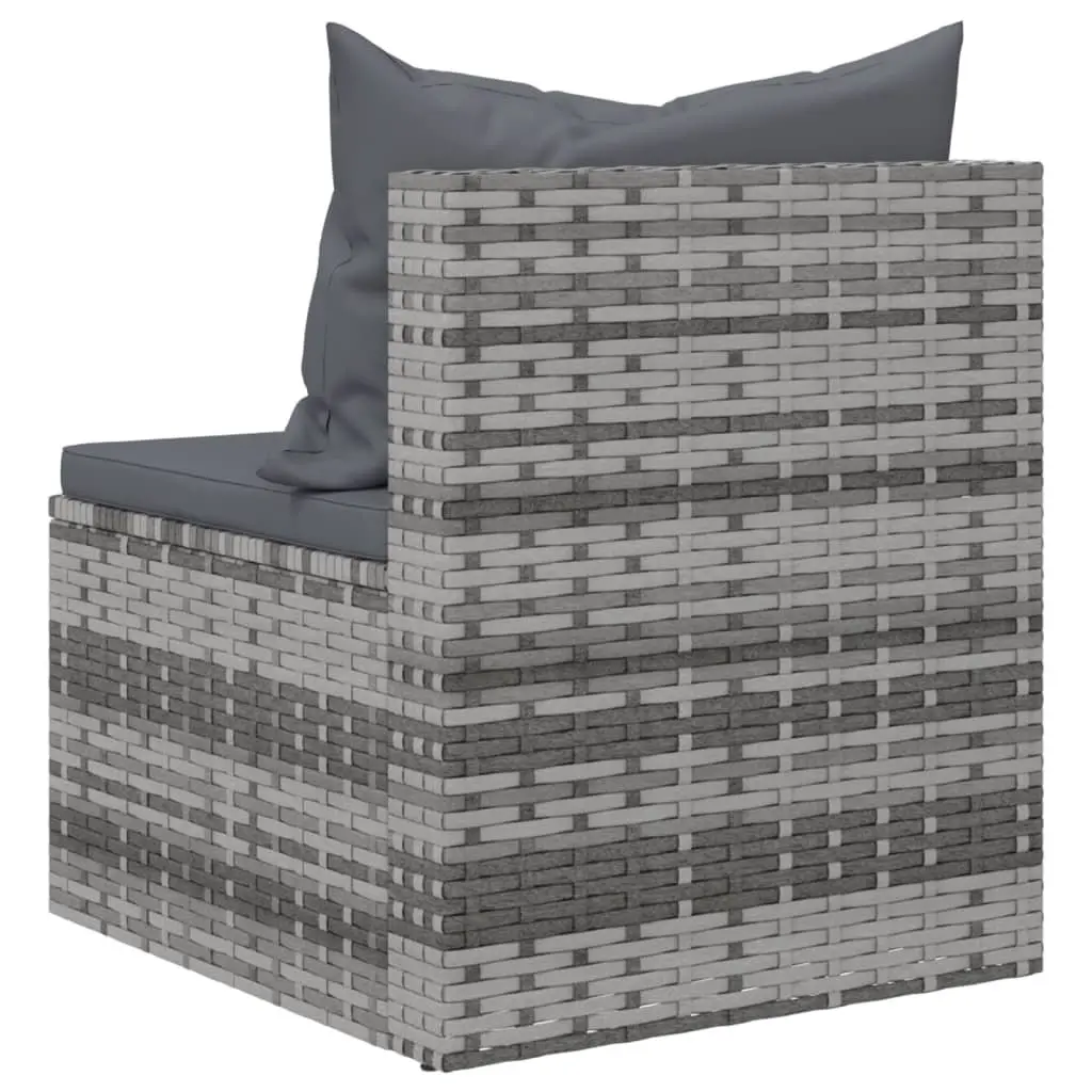 Outdoor Garden Middle Sofas Set 2 pcs Grey Poly Rattan with Cushions