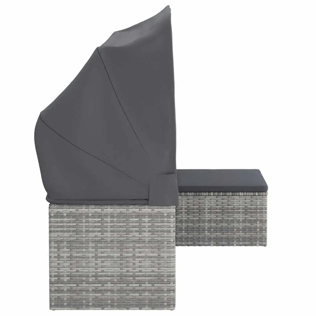 3-Seater Garden Sofa with Adjustable Roof and Footstool Grey