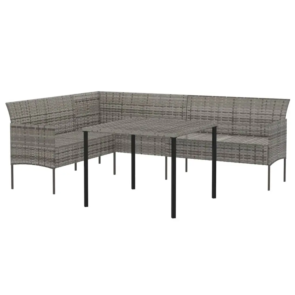 Garden Dining Set Grey Poly Rattan 2 Piece Outdoor Furniture with Cushions