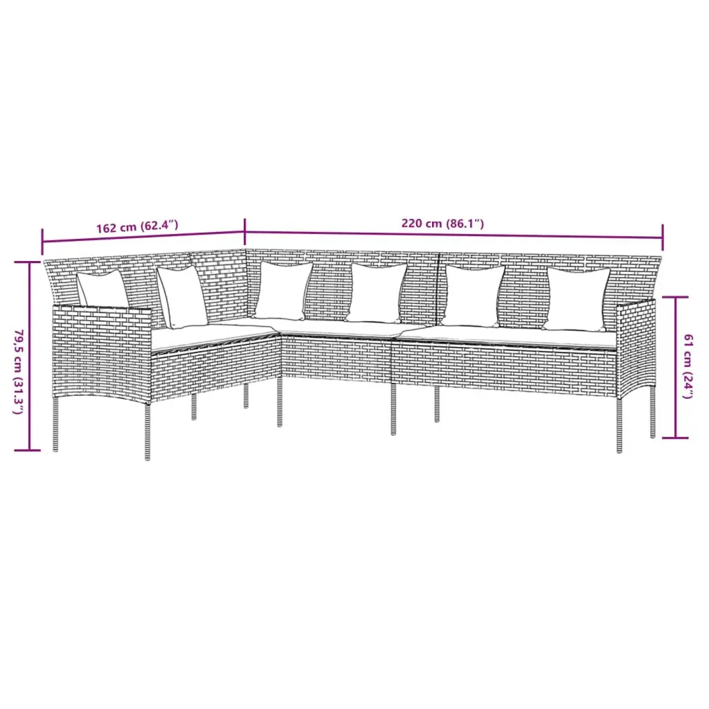 Garden Dining Set Grey Poly Rattan 2 Piece Outdoor Furniture with Cushions