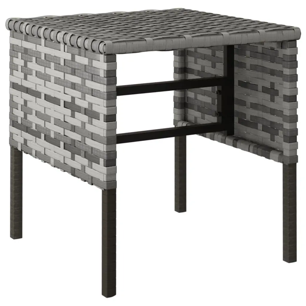 Garden Footstools Set of 4 Outdoor Seating Grey Poly Rattan with Cushions