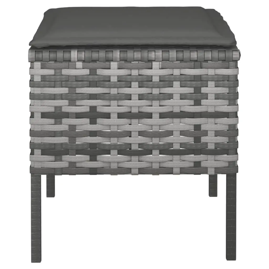 Garden Footstools Set of 4 Outdoor Seating Grey Poly Rattan with Cushions