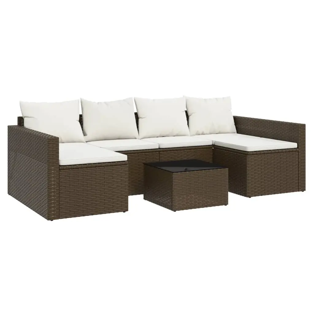 Garden Lounge Set 2 Piece Brown Rattan Outdoor Furniture with Cushions