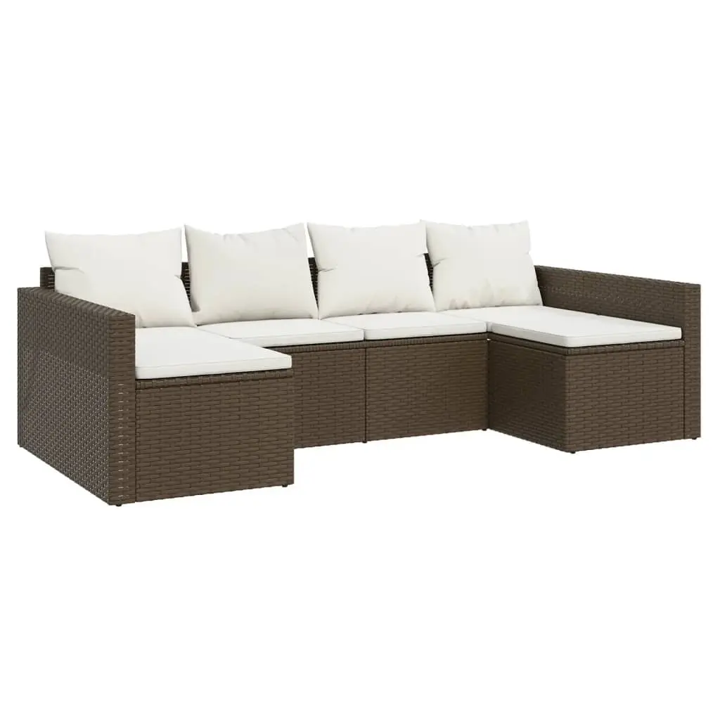 Garden Lounge Set 2 Piece Brown Rattan Outdoor Furniture with Cushions