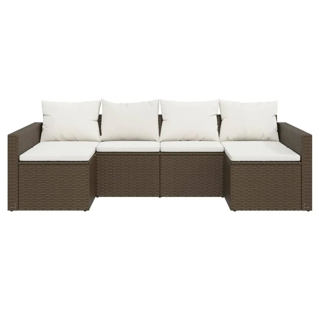Garden Lounge Set 2 Piece Brown Rattan Outdoor Furniture with Cushions
