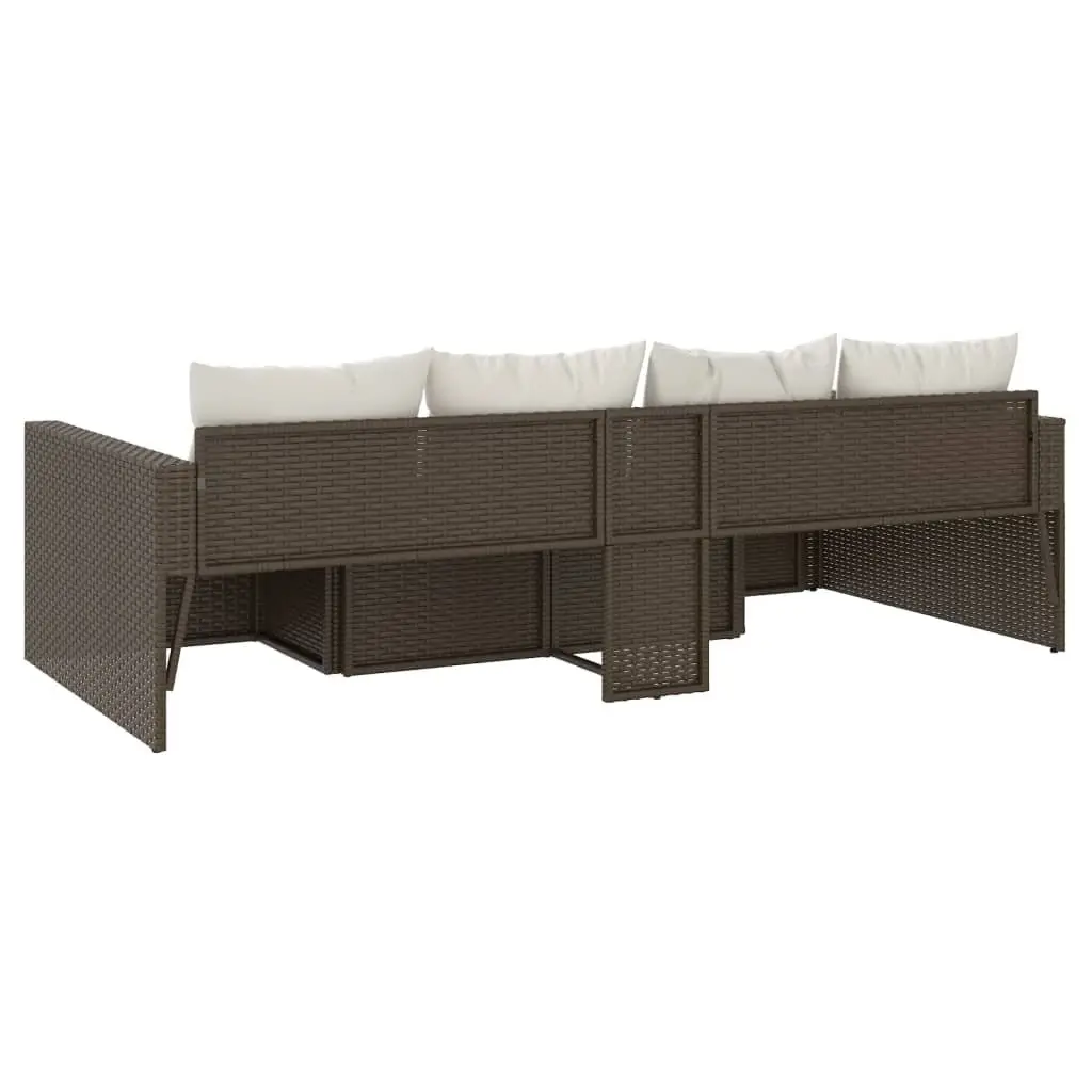 Garden Lounge Set 2 Piece Brown Rattan Outdoor Furniture with Cushions