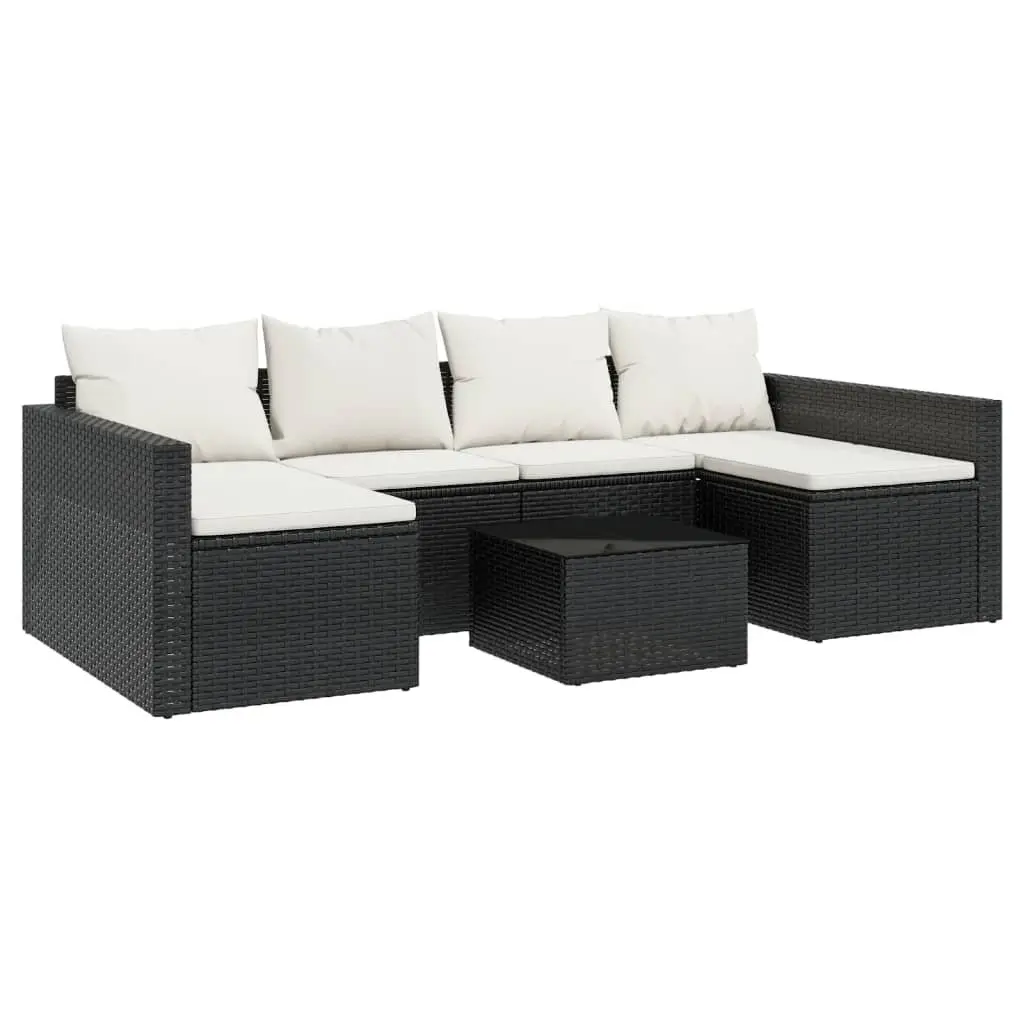 Garden Lounge Set 2 Piece Outdoor Furniture Black with Cushions and Coffee Table