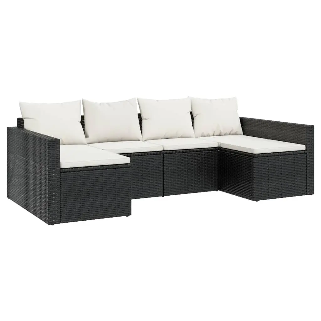 Garden Lounge Set 2 Piece Outdoor Furniture Black with Cushions and Coffee Table