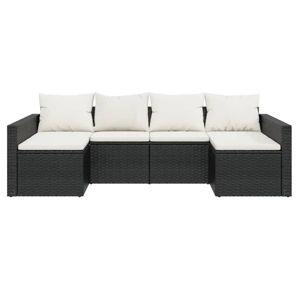 Garden Lounge Set 2 Piece Outdoor Furniture Black with Cushions and Coffee Table