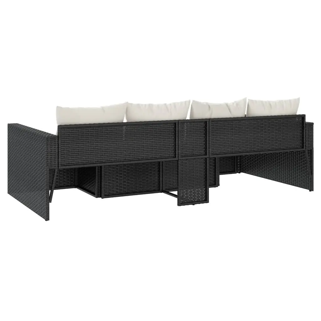 Garden Lounge Set 2 Piece Outdoor Furniture Black with Cushions and Coffee Table