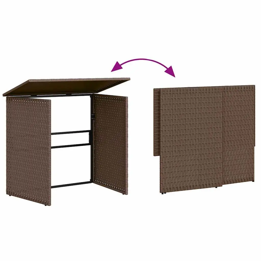 L-Shaped Garden Sofa Set with Integrated Table Brown Poly Rattan Outdoor Patio Furniture