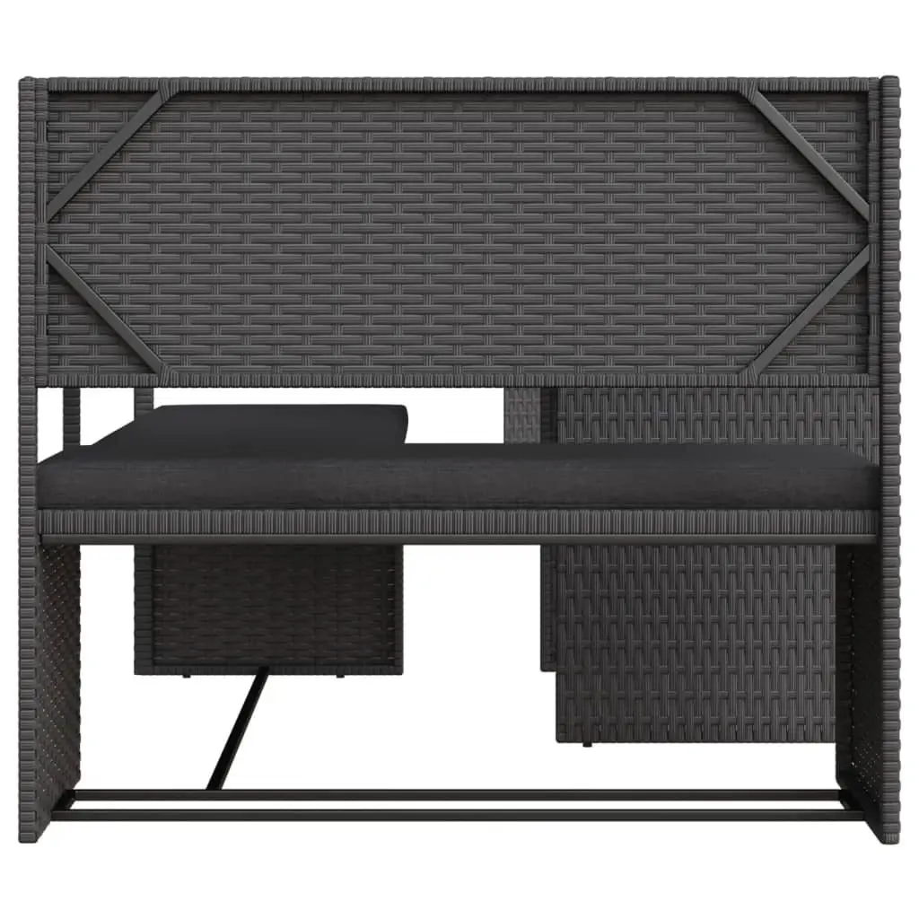 L-Shaped Garden Sofa Set Black Poly Rattan Outdoor Patio Furniture