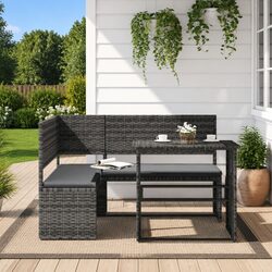 Your Perfect L-Shaped Garden Sofa Set Awaits – Grey Rattan