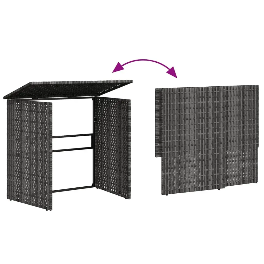 L-Shaped Garden Sofa Set Grey Poly Rattan Outdoor Furniture with Table