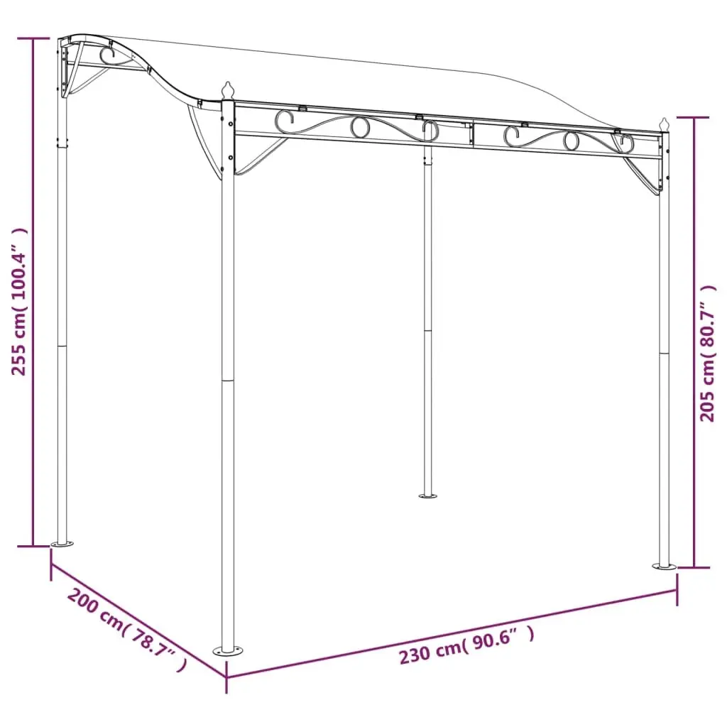 Canopy Anthracite 2x2.3m Outdoor Garden Gazebo Tent Steel Frame Waterproof