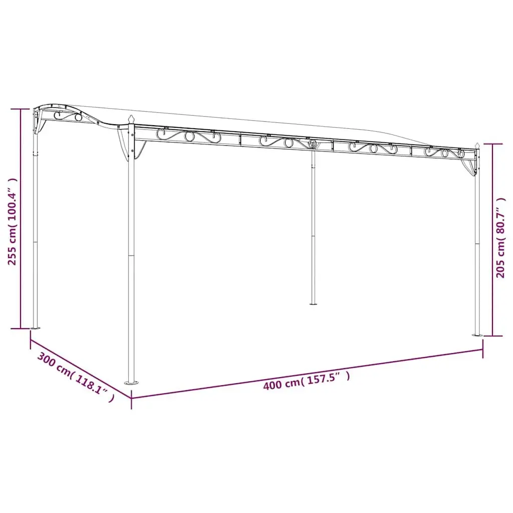 Canopy Anthracite Outdoor Garden Gazebo Tent 4x3 m Steel Frame