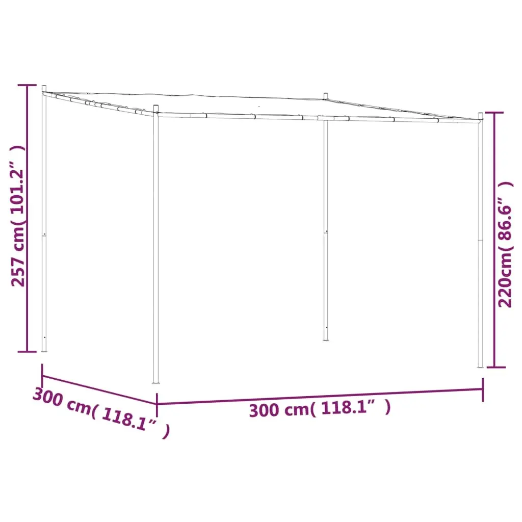 Gazebo Waterproof Polyester 3x3 m Beige Steel Frame Outdoor Canopy Garden Patio