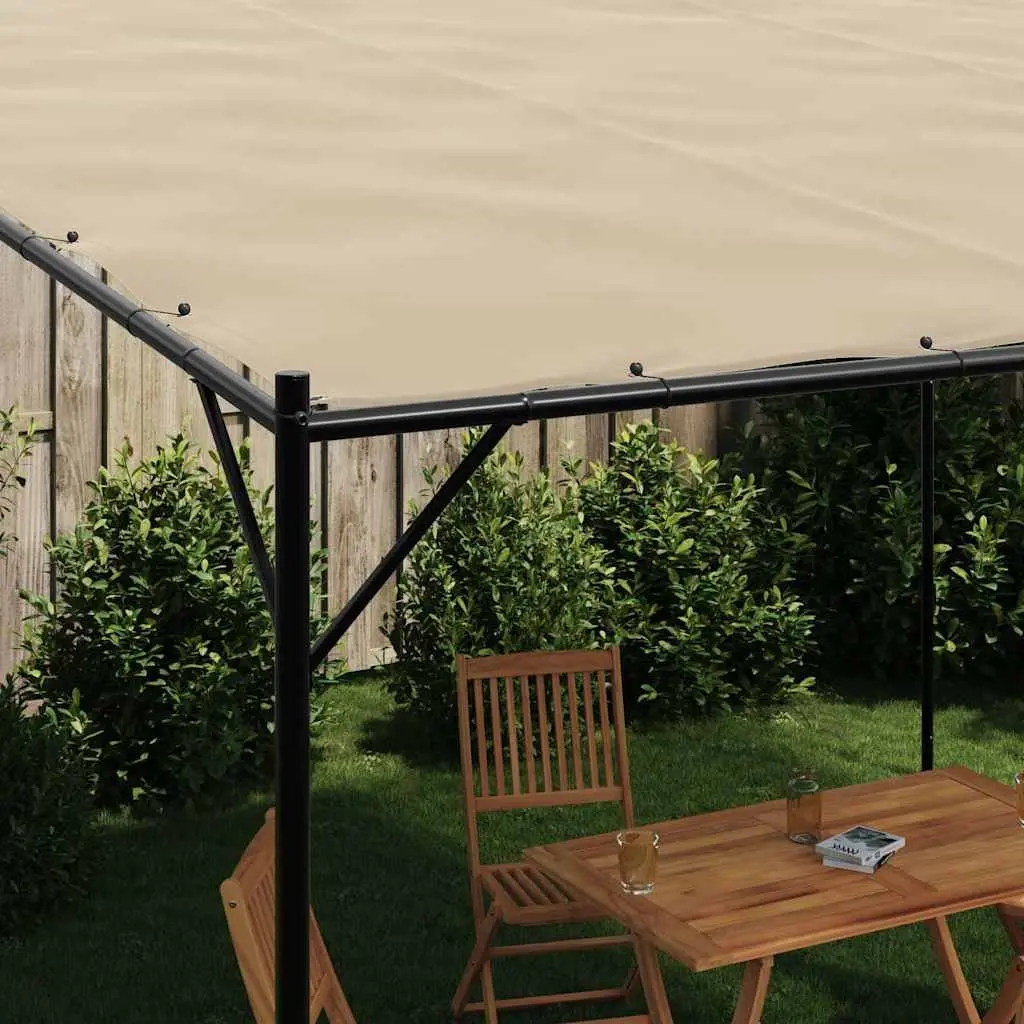 Gazebo Water-Resistant Polyester 4x4 m Beige Outdoor Canopy Tent Steel Frame