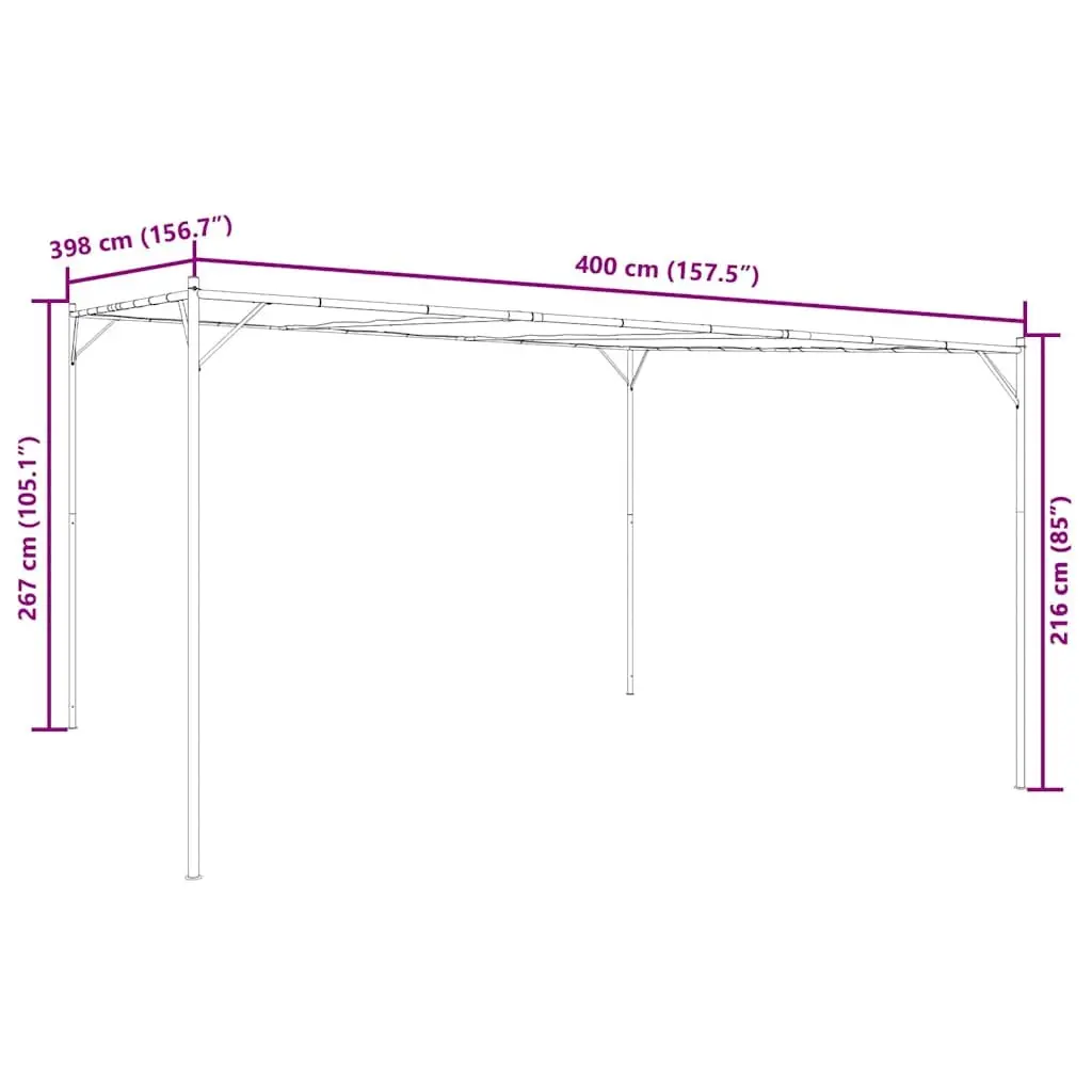 Gazebo Water-Resistant Polyester 4x4 m Beige Outdoor Canopy Tent Steel Frame