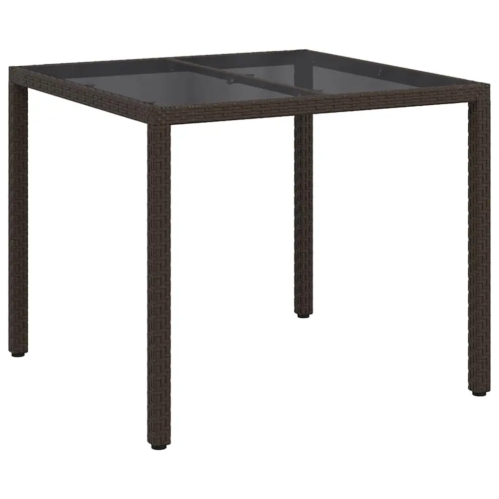 Garden Table 90x90x75cm Brown Outdoor Dining Poly Rattan Minimalist Design