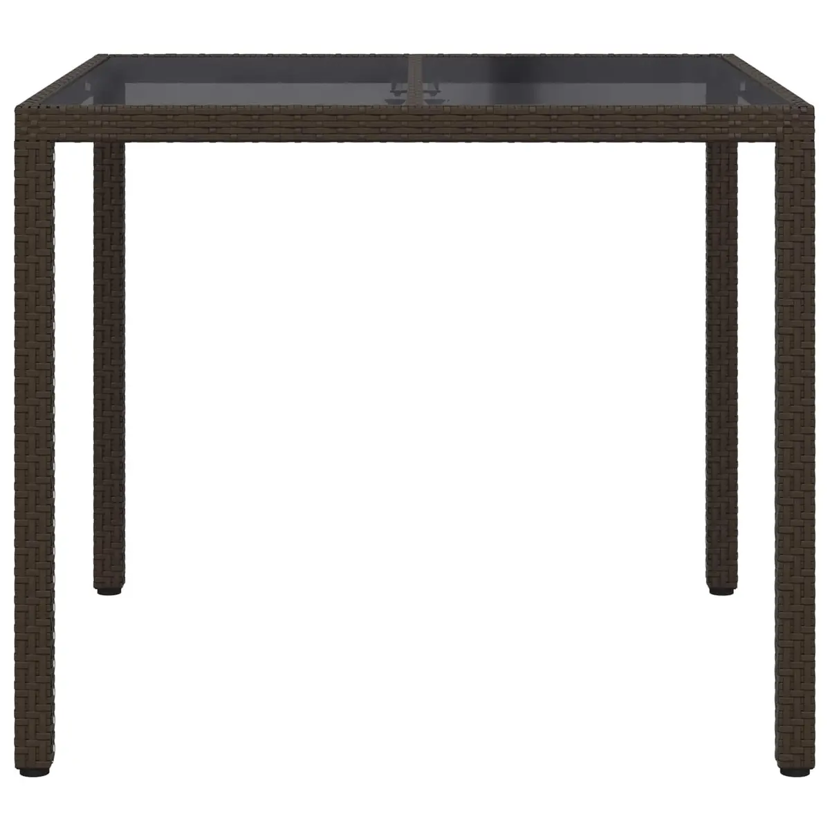Garden Table 90x90x75cm Brown Outdoor Dining Poly Rattan Minimalist Design