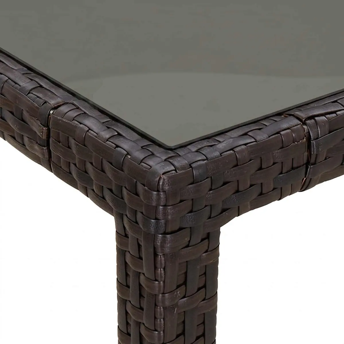 Garden Table 90x90x75cm Brown Outdoor Dining Poly Rattan Minimalist Design